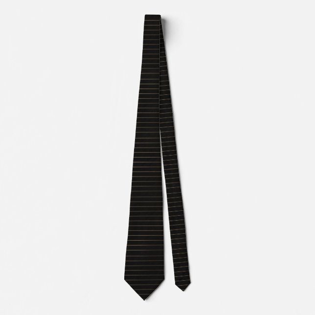 Classic Black & Gold Fine Stripe Neck Tie (Front)