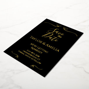 Classic Black Gold Foil Wedding Save the Date Invitation