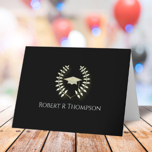 Classic Black Gold Graduation Thank You Note Card