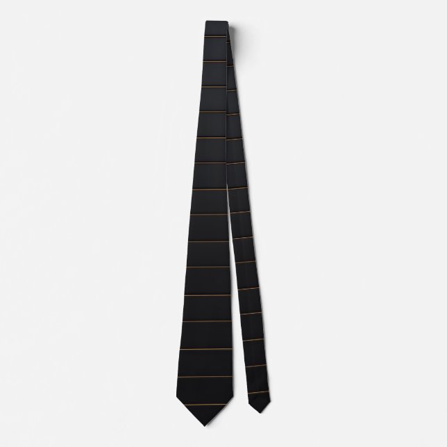 Classic Black & Gold Horizontal Stripe Neck Tie (Front)