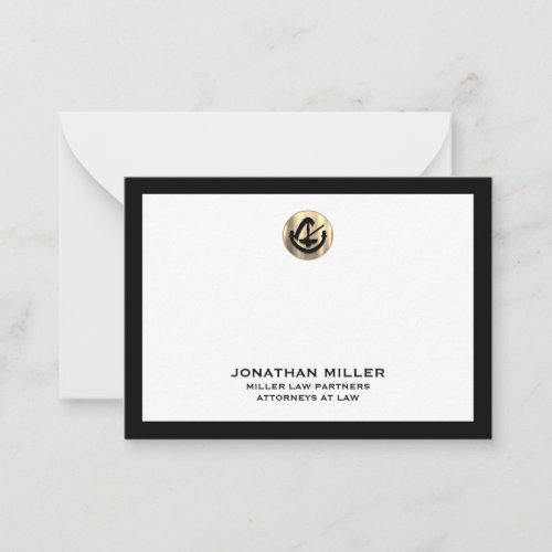 Classic Black Gold Logo Law Firm Note Card