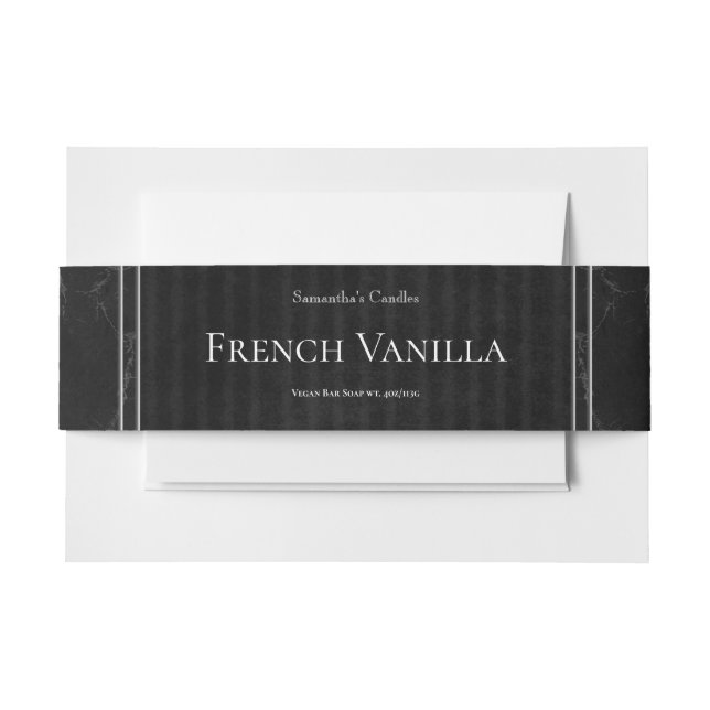 Classic Black Gold Marble Soap Label Template Invitation Belly Band (Front Example)