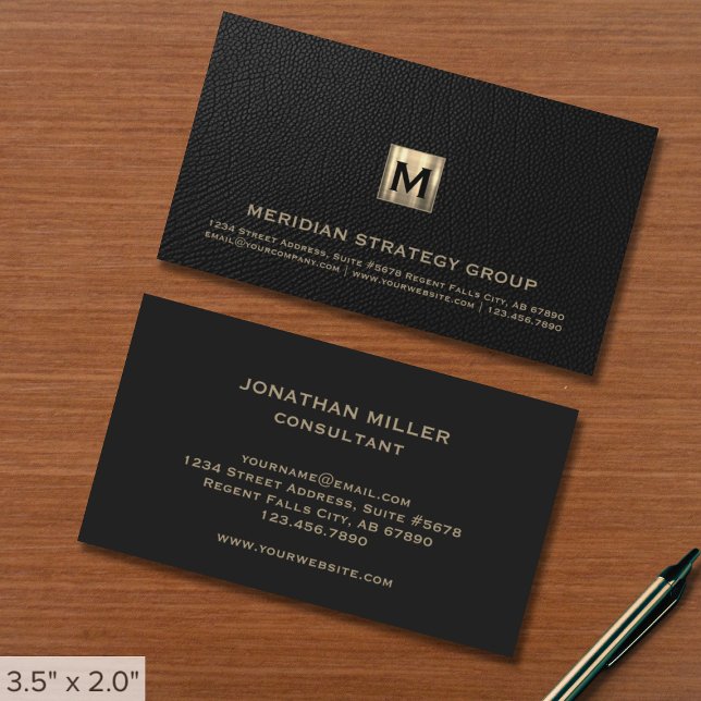 Classic Black Gold Monogram Business Card (Creator Uploaded)