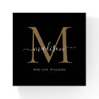 Classic Black Gold Monogram Girly Chic Script Name