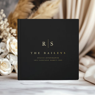 Classic Black & Gold Monogram Wedding Foil Guest Book