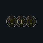 Classic Black & Gold Monogrammed  Golf Ball Marker<br><div class="desc">A modern,  minimalist design with a black background and a gold-colored border and a letter in the center that you can personalize with your initial. This would make a great Father's Day gift or a birthday or Christmas present as well !</div>