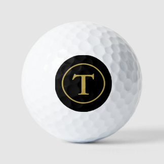 Classic Black & Gold Monogrammed Golf Balls