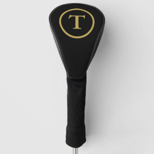 Classic Black & Gold Monogrammed Golf Head Cover