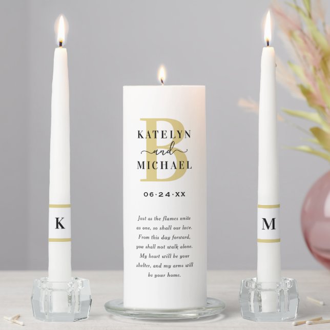 Classic Black Gold Personalized Quote Unity Candle Set (In Situ)
