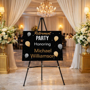 Classic Black & Gold Retirement Party Welcome Foam Board