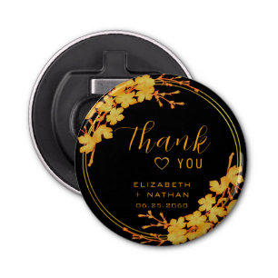 Classic Black & Gold Wedding Thank You Bottle Opener