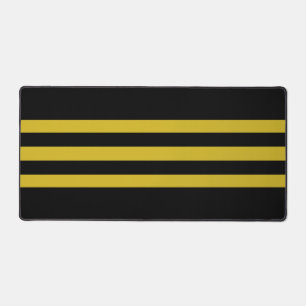 Classic Black & Golden Striped Desk Mat