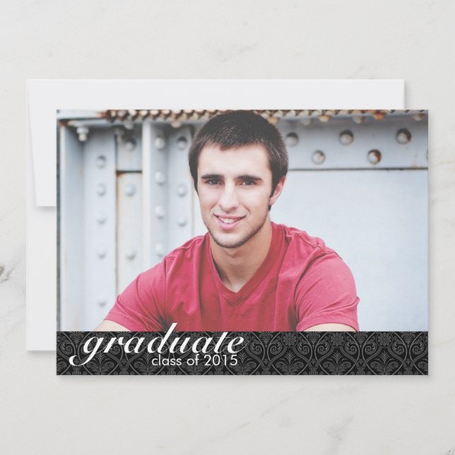 Classic Black Graduation Announcement - Invite (Front)