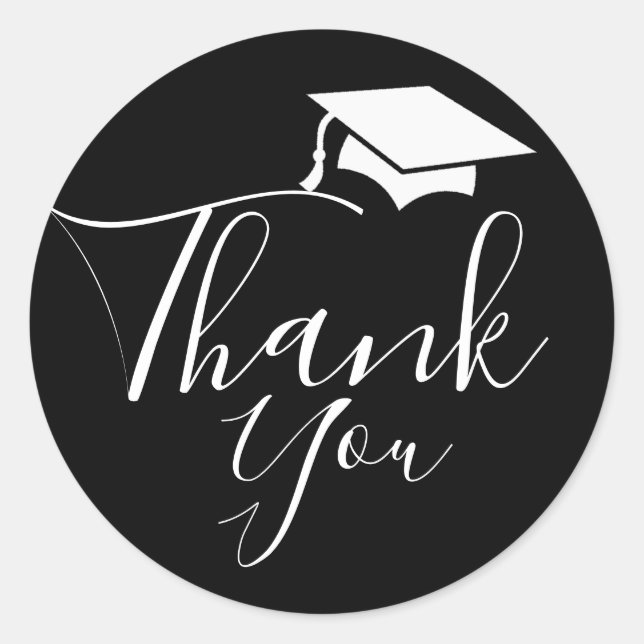 Classic Black |  Graduation Cap Classic Round Sticker (Front)