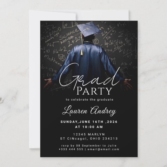 Classic Black Graduation Invitation (Front)