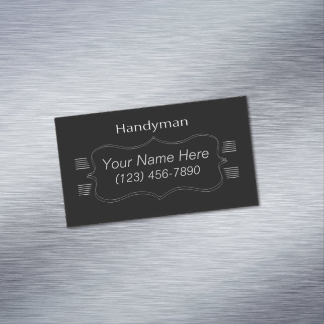 Classic Black & Gray Handyman Business Card Magnet (In Situ)