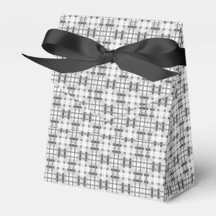 Classic Black & Gray Plaid Tent Favor Box