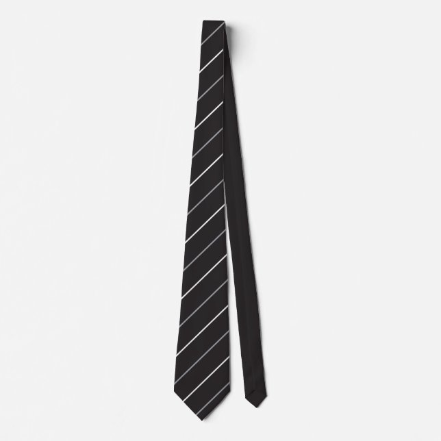 Classic Black Gray White Stripe Pattern  Neck Tie (Front)