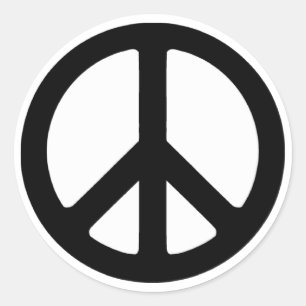 Classic Black Groovy Peace Symbol Classic Round Sticker