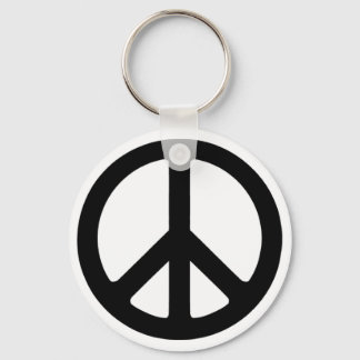 Classic Black Groovy Peace Symbol Keychain