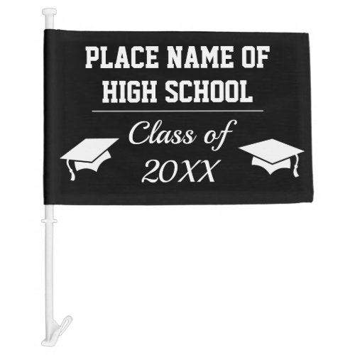 Classic Black High School Graduation Car Flag