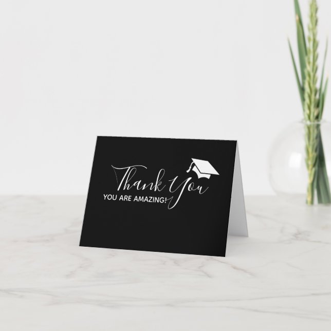 Classic Black | High School Graduation Thank You Card (Front)