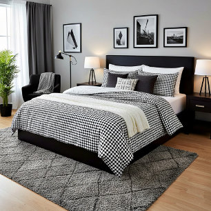 Classic black houndstooth pattern duvet cover