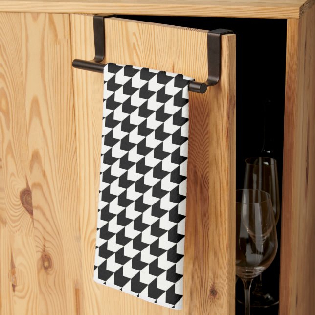 Classic black houndstooth pattern kitchen towel (Thirds Fold)
