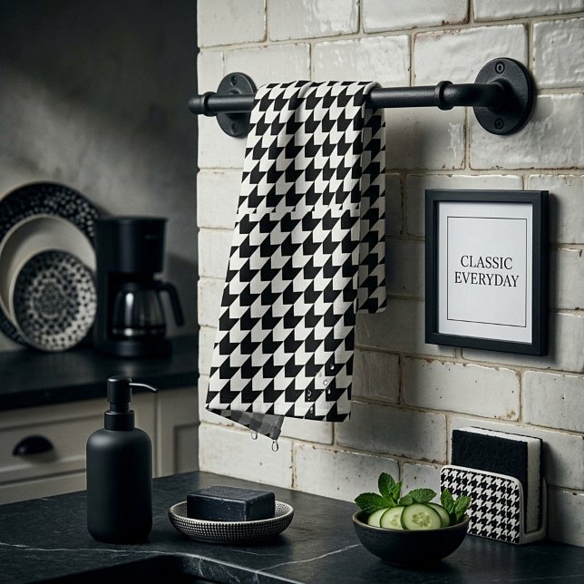 Classic black houndstooth pattern kitchen towel (Creator Uploaded)