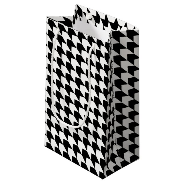 Classic black houndstooth pattern small gift bag (Front Angled)