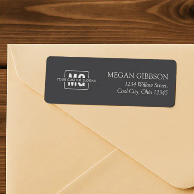 Classic Black Initials Monogram Return Address Label | Zazzle