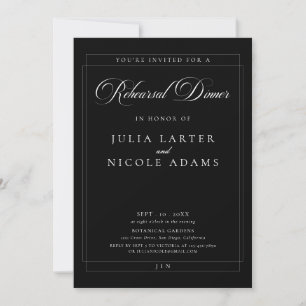 Classic Black Ivory Calligraphy Rehearsal Dinner Invitation