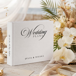 Classic Black Ivory Calligraphy Wedding Album 3 Ring Binder