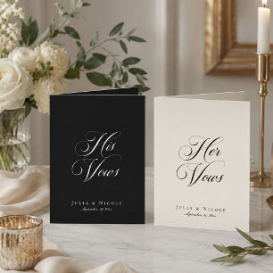 Classic Black Ivory Calligraphy Wedding His Vows Card