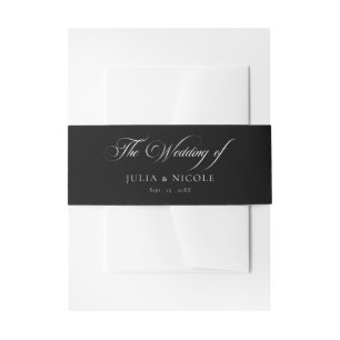 Classic Black Ivory Calligraphy Wedding Invitation Belly Band