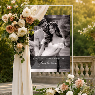 Classic Black Ivory Minimal Wedding Photo Welcome Acrylic Sign