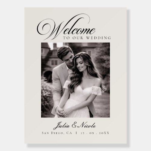 Classic Black Ivory Minimal Wedding Photo Welcome Foam Board