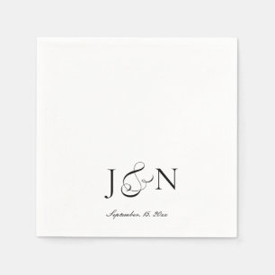 Classic Black Ivory Script Calligraphy Wedding Napkins