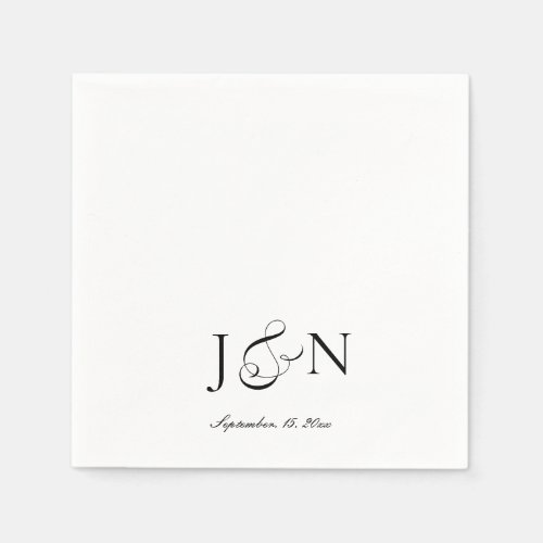 Classic Black Ivory Script Calligraphy Wedding Napkins