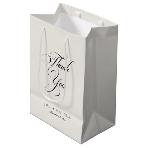 Classic Black Ivory Stylish Wedding Welcome Wine Medium Gift Bag