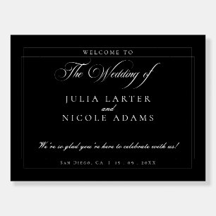Classic Black Ivory White Wedding Welcome Sign