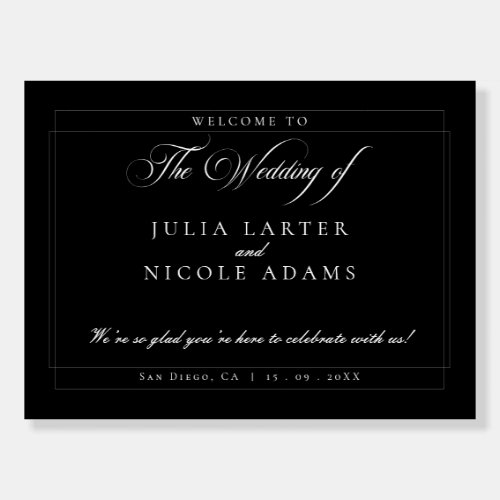 Classic Black Ivory White Wedding Welcome Sign