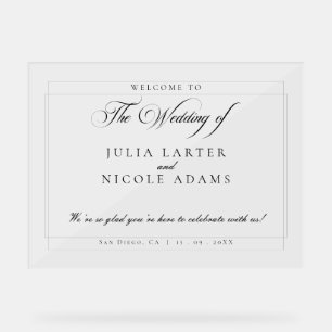 Classic Black Ivory White Wedding Welcome Sign