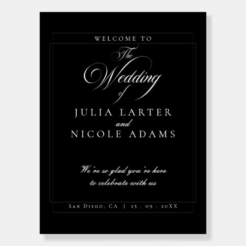 Classic Black Ivory White Wedding Welcome Sign
