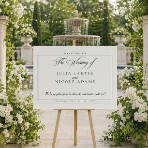 Classic Black Ivory White Wedding Welcome Sign