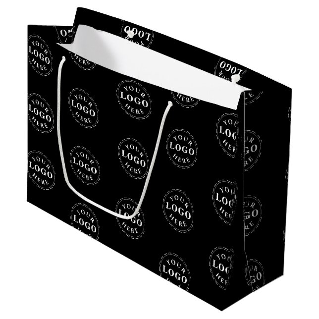 Classic Black Large Gift Bag with Custom Logo (Front Angled)