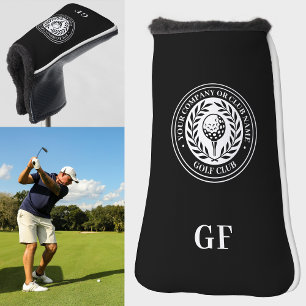 Classic Black Laurel Wreath Name Monogram Putter Golf Head Cover