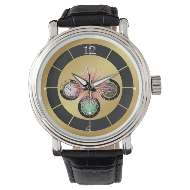 Classic Black Leather Watch (Front)