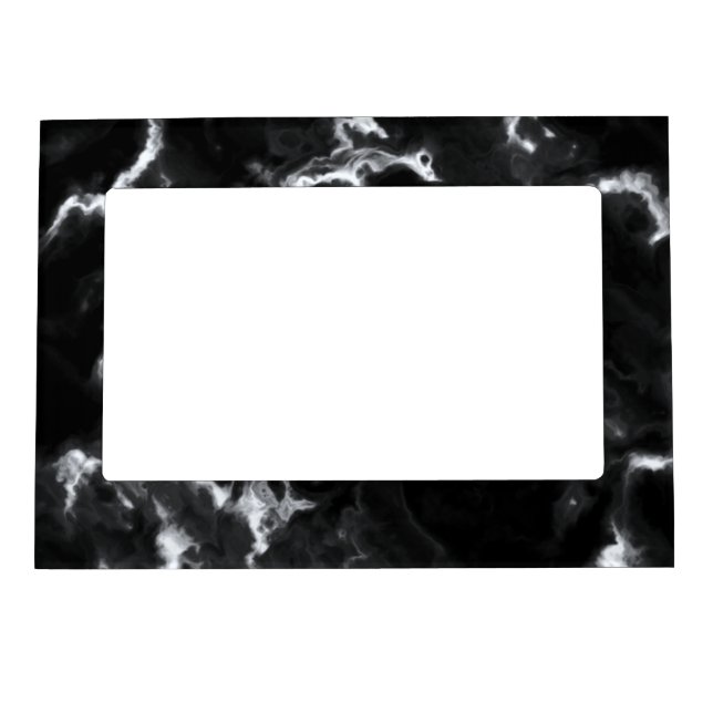 Classic Black Marble texture grey white custom diy Magnetic Frame (Front)