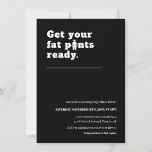 Classic Black Minimalist Funny Thanksgiving Dinner Invitation